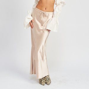 Satin Maxi Skirt Stretch Waistband
